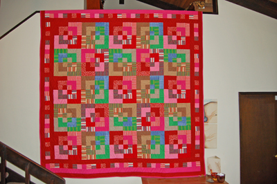 Finished Quilt 3 re Memory Quilt Made from Knits Mom Used to Make Our Clothes