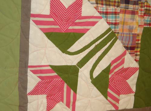 Closeup of Tulips in a Bereavement Quilt for Young Girl