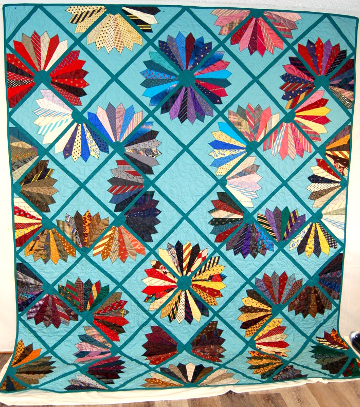 Tie Quilt made as a Birthday Surprise using 200 different ties