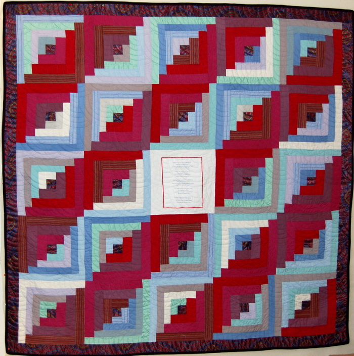 Bereavement quilt for Kelli using her father's shirts and using a log cabin pattern