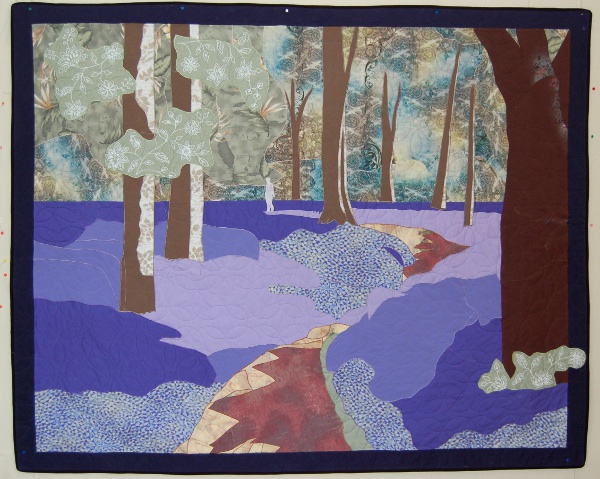 Bereavement wall hanging depicting the Bluebell Woods of England