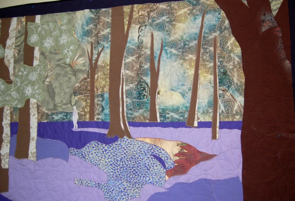 Closeup of Bluebell Woods bereavement quilt