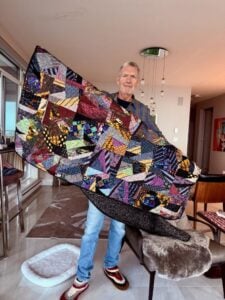 Kyle shows his crazy quilt